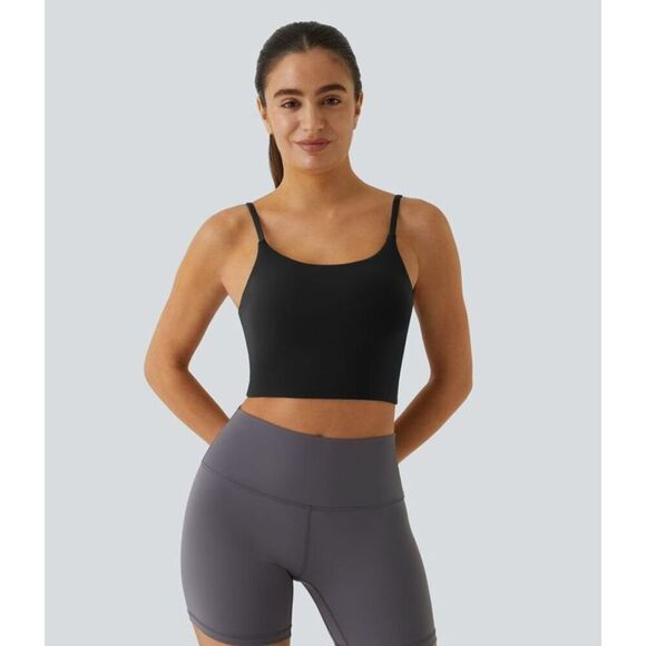 Halara Basic Padded Workout Cropped Tank Top in Black Size M NWT - Picture 4 of 9